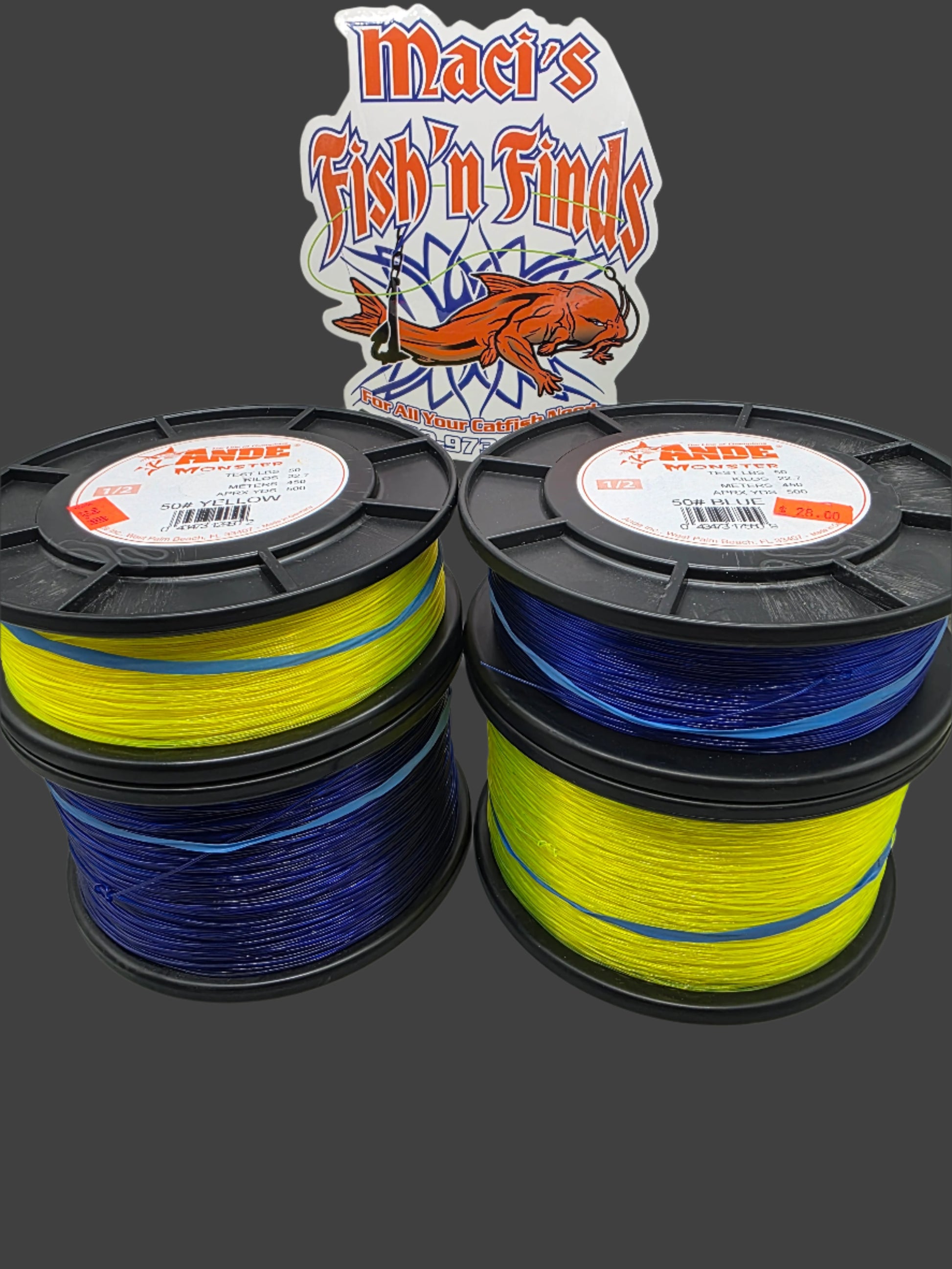Ande Monster Fishing line  Blue or Yellow 20# 30# 40# 50# 60# 80# 100#