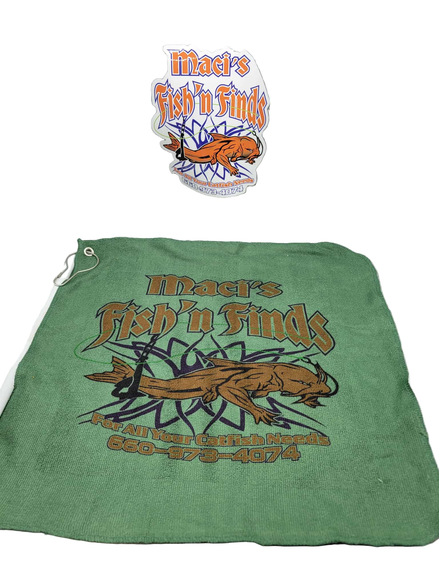 Maci's Fish 'n Finds Bait Towels w/clips 9 colors 16"x16"