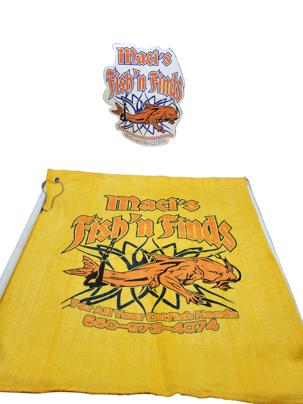 Maci's Fish 'n Finds Bait Towels w/clips 9 colors 16"x16"