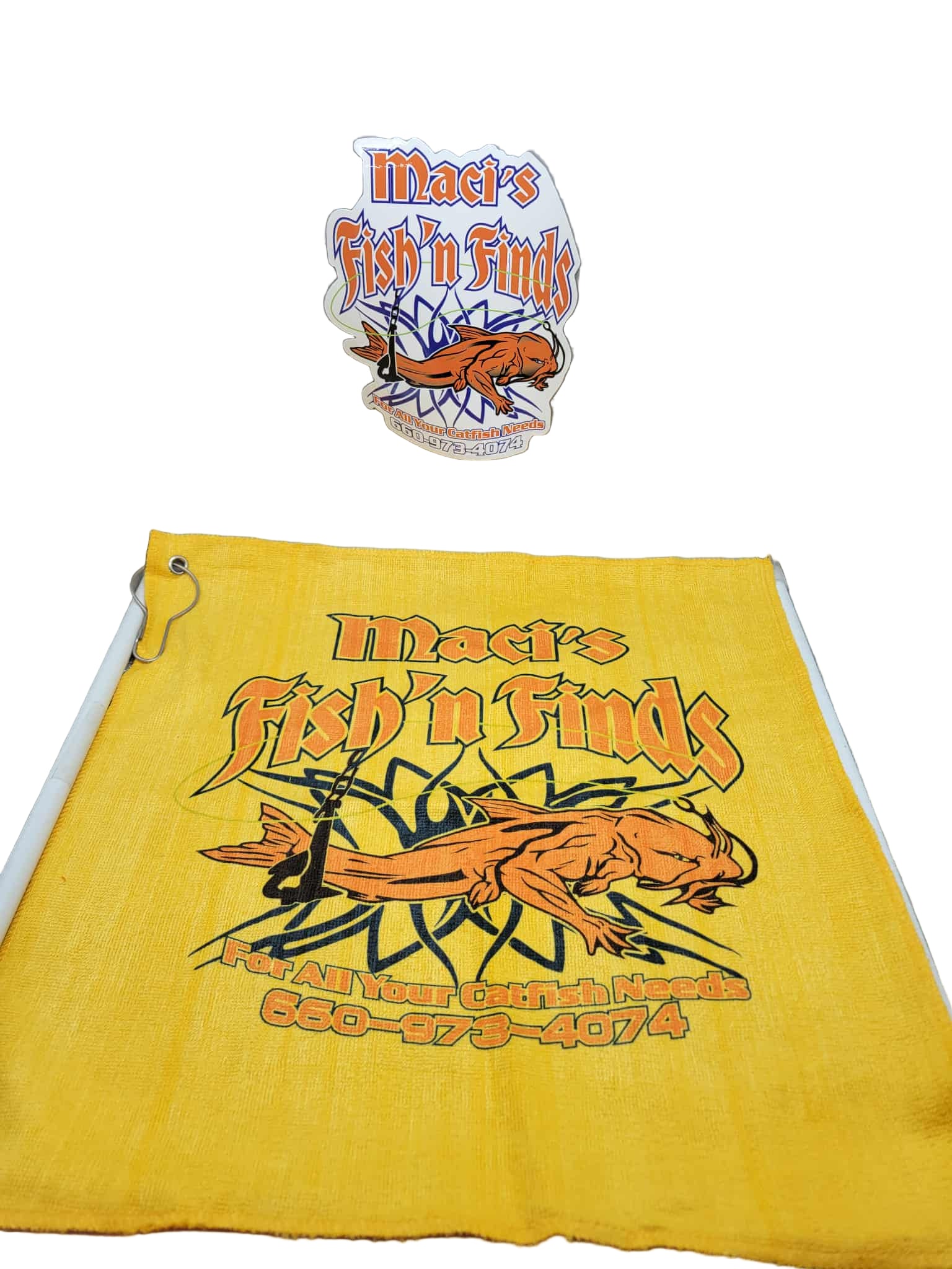 Maci's Fish 'n Finds Bait Towels w/clips 9 colors 16"x16"