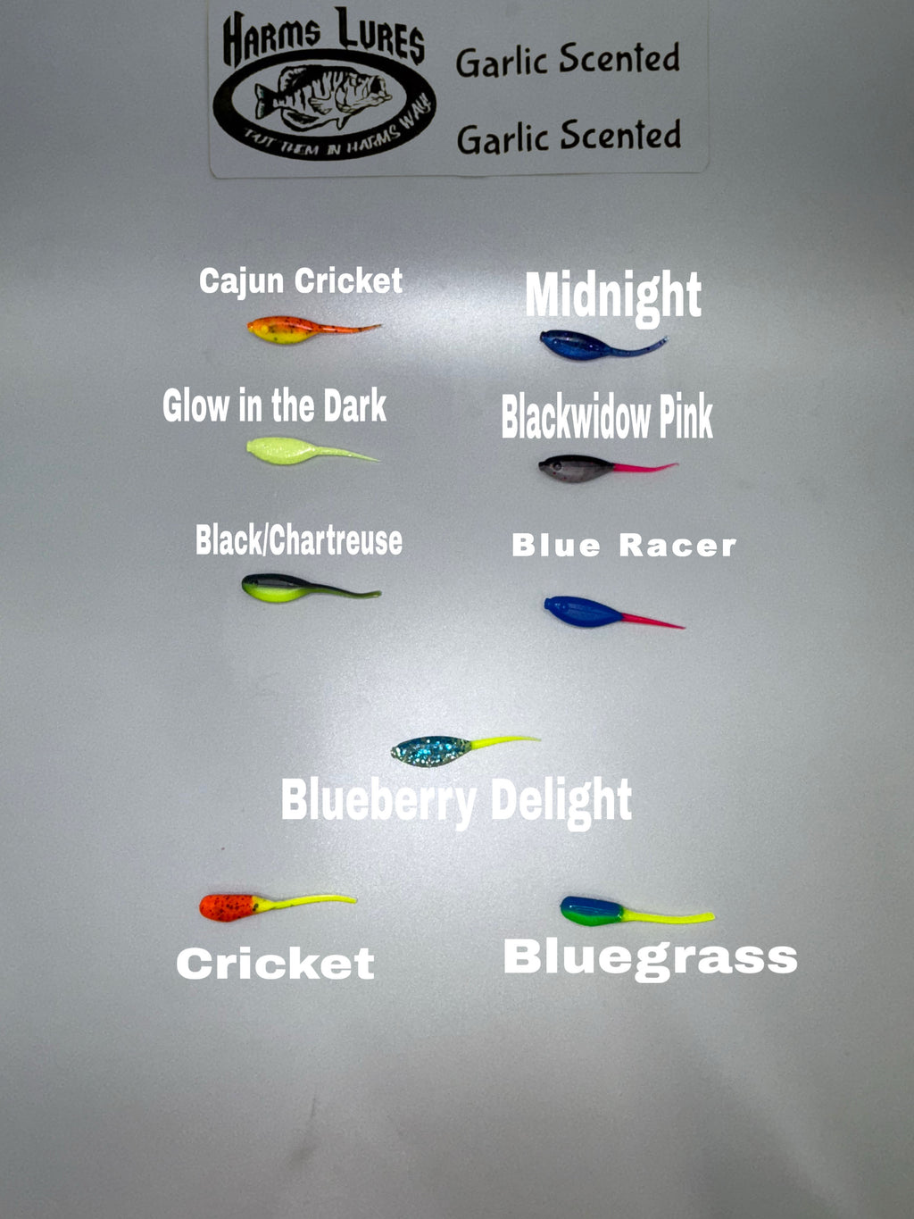 2" Harms Baby Shad Crappie Lure (bodies) 10 pack Garlic Scented