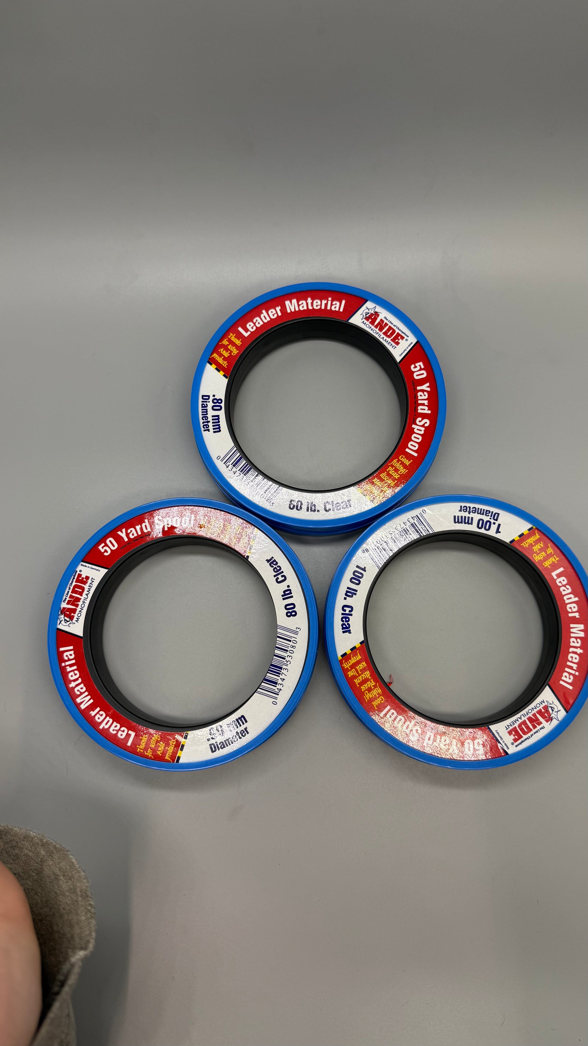 ANDE Premium Leader Line Wrist Spool 60# 80# 100# Monofilament 50 yards
