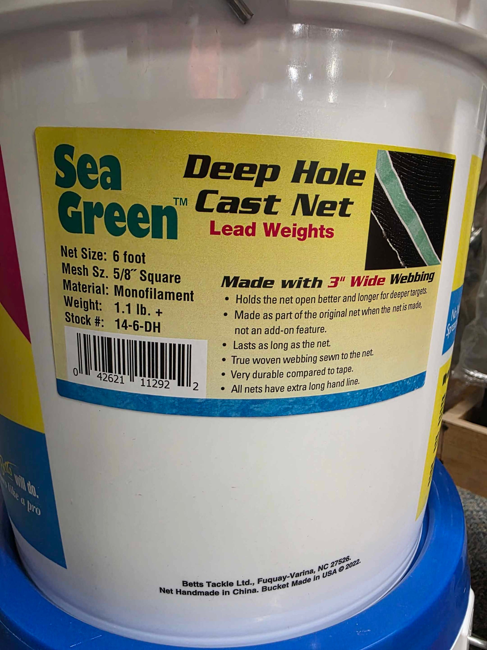 Betts Sea Green Deep Hole 5/8" mesh with 3" wide webbing Cast Net