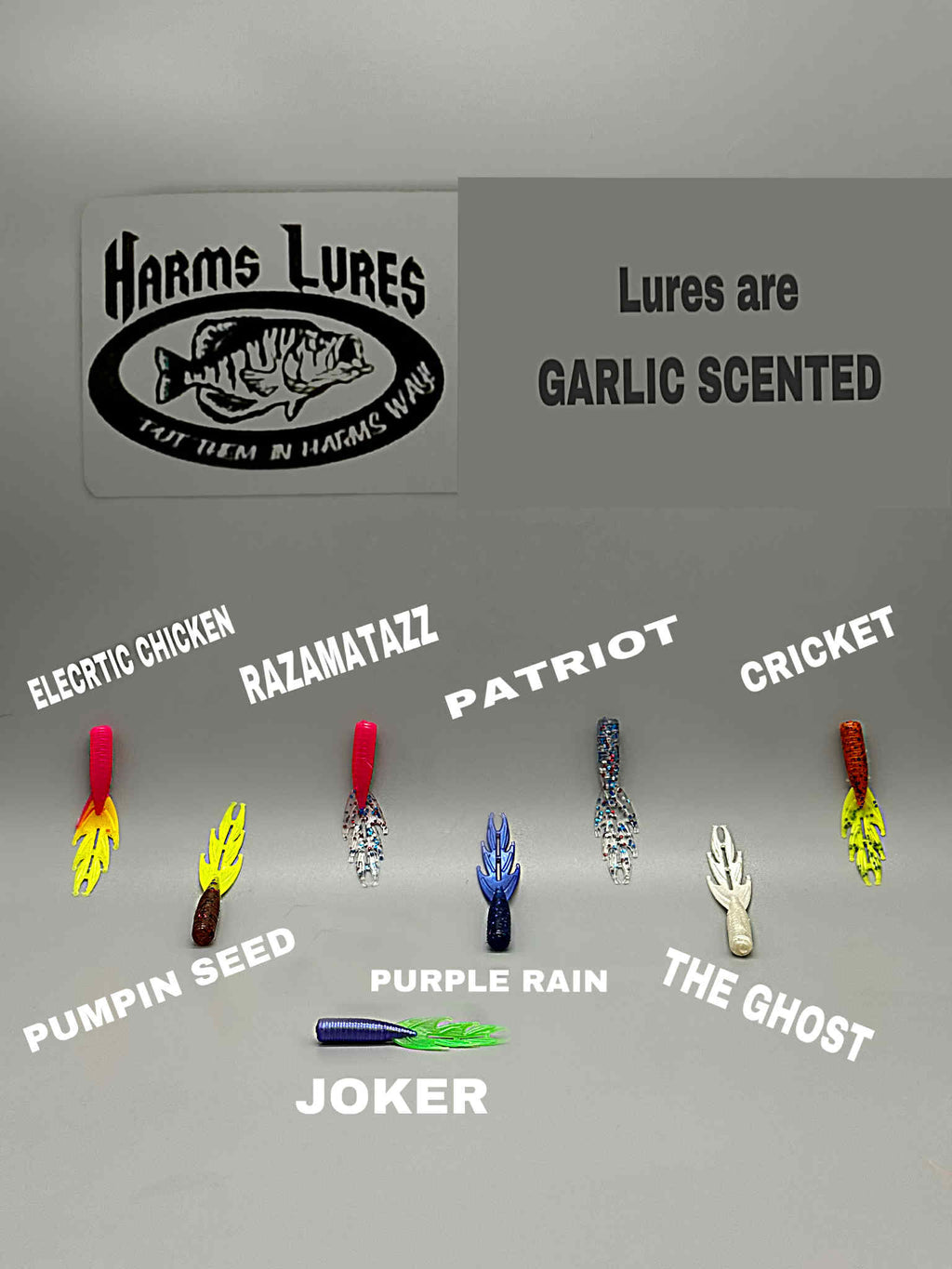2" Harms Flame Tail Crappie Lure (Bodies) 10 pack Garlic Scented