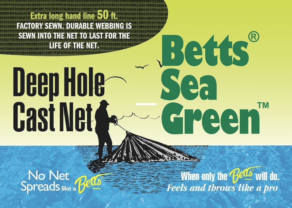 Betts Sea Green Deep Hole 5/8" mesh with 3" wide webbing Cast Net