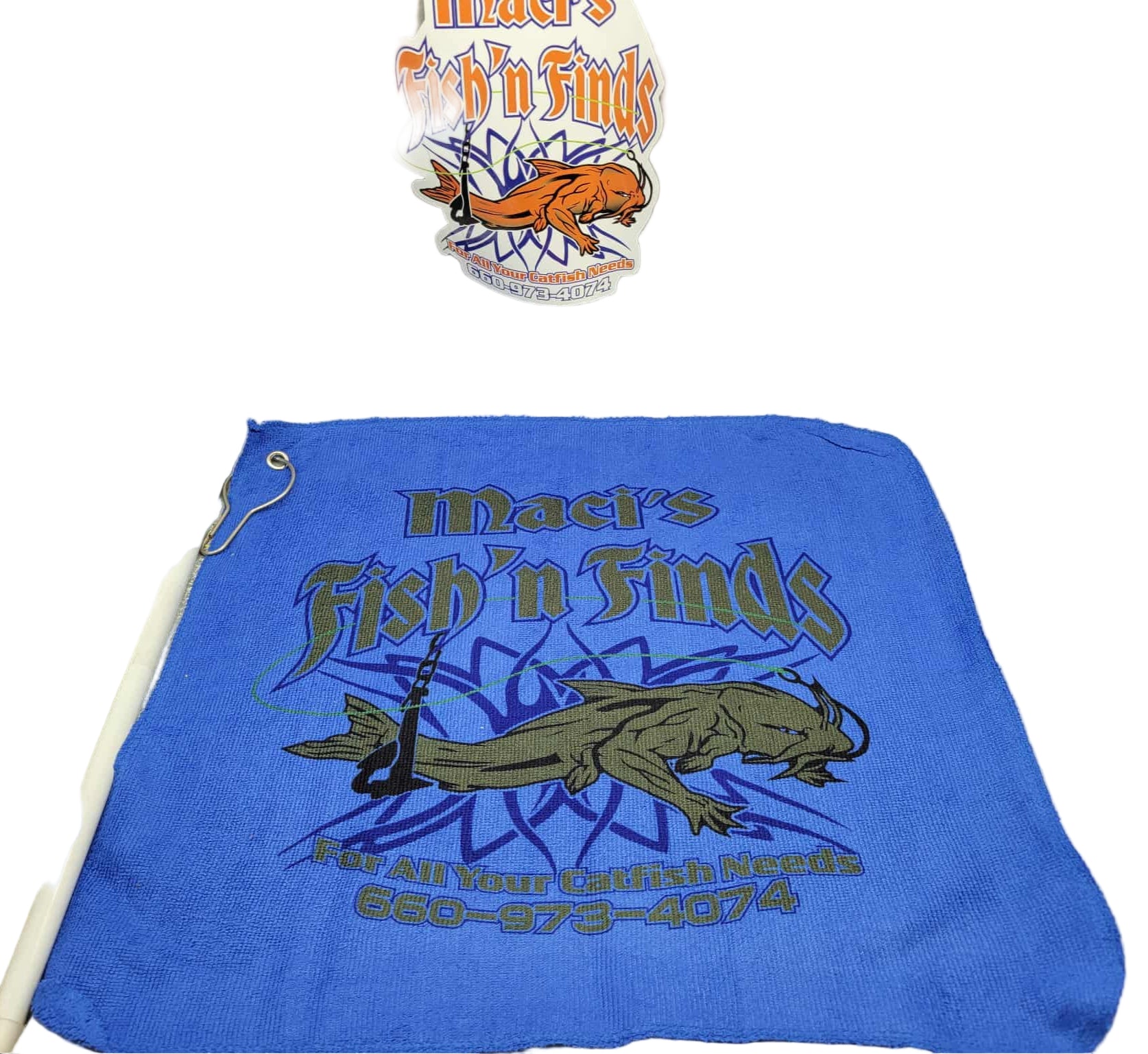 Maci's Fish 'n Finds Bait Towels w/clips 9 colors 16"x16"
