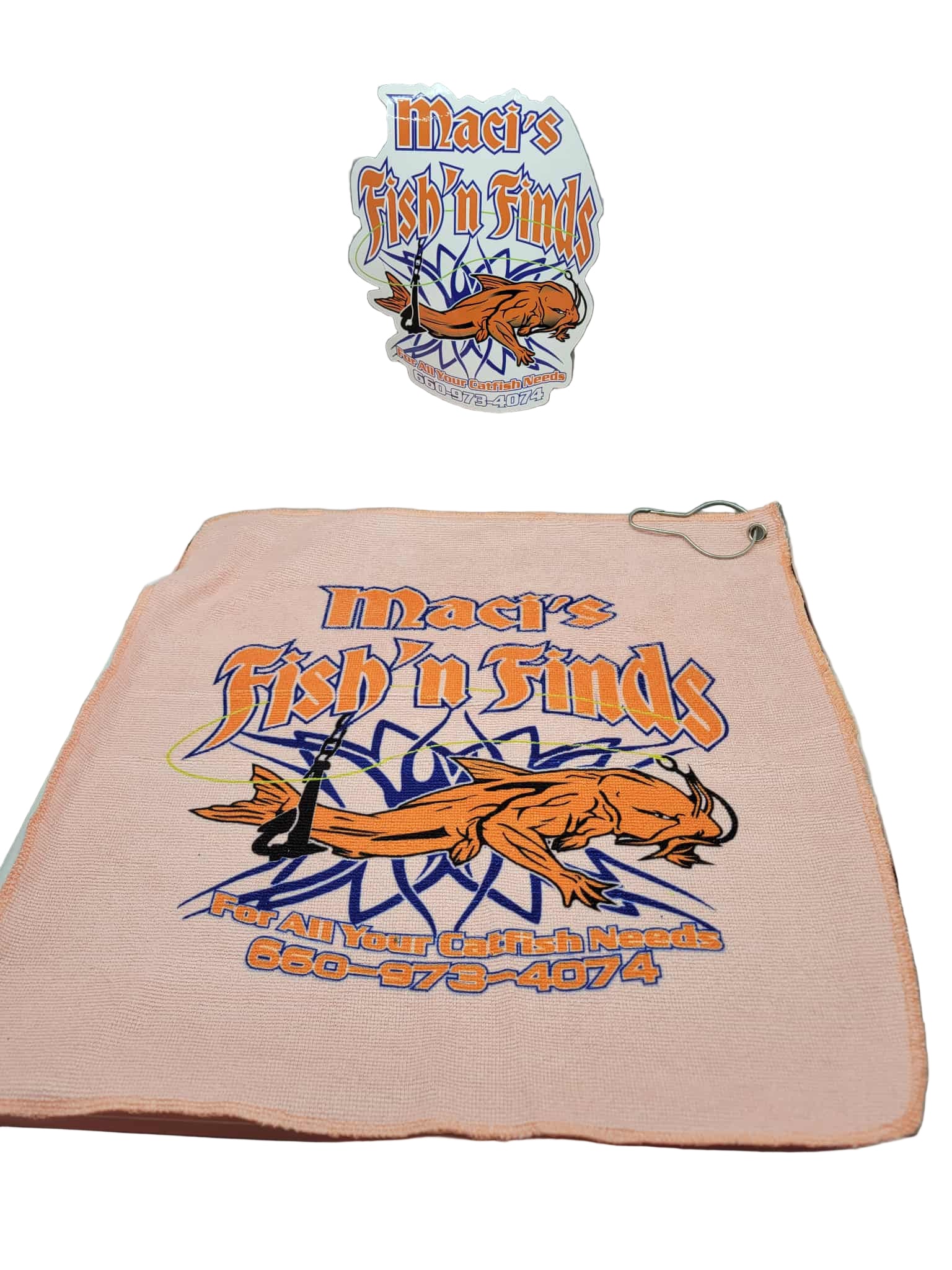 Maci's Fish 'n Finds Bait Towels w/clips 9 colors 16"x16"