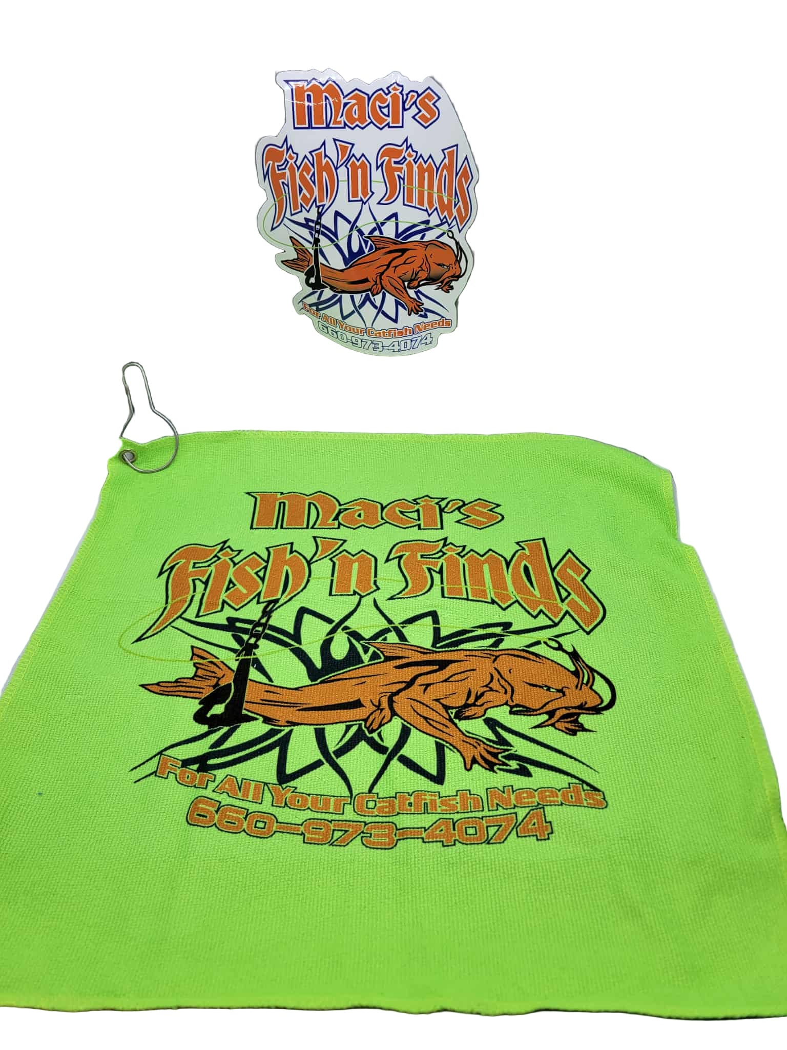 Maci's Fish 'n Finds Bait Towels w/clips 9 colors 16"x16"