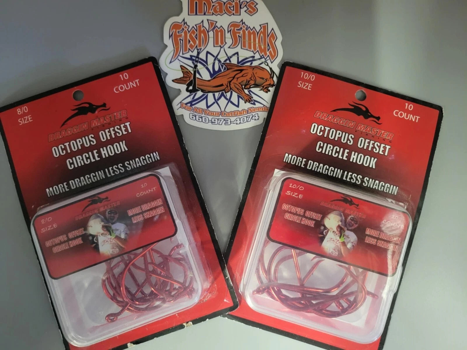 Draggin Master 8/0 10/0 Hook Offset Octopus Circle Fishing Hook 10 pack