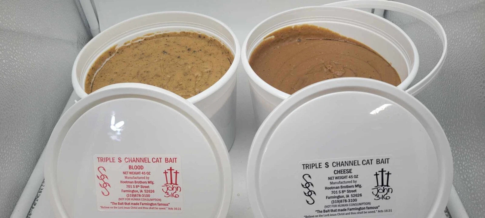 Triple S Cheese or Triple S Blood Catfish Bait Sonny's Bait 45 oz or 41# bucket