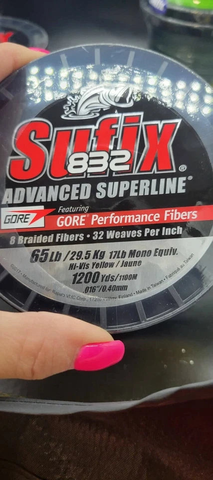 Sufix 832 Adv Superline Braid 65 lb or 80 lb 1200 yds Various colors 65# 80#